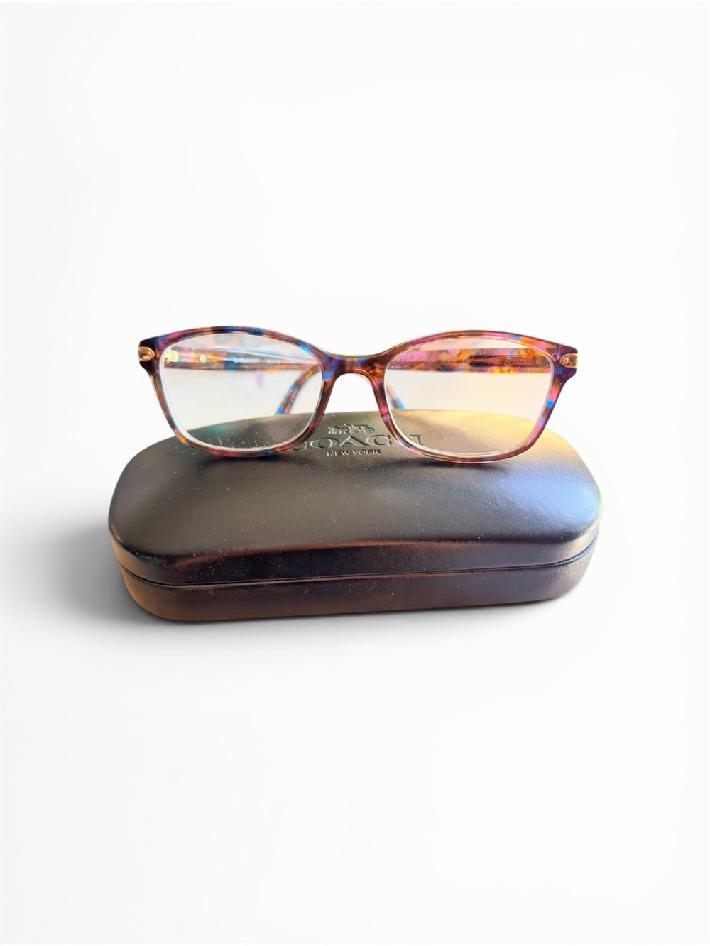Coach HC 6065 5288 Confetti Purple Plastic Rectangle Eyeglasses